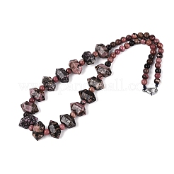 Colliers de perles rondes et coniques en rhodonite naturelle&nbsp;NJEW-N064-03E