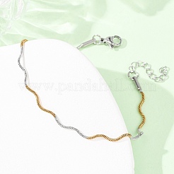 Armbänder aus 304er Edelstahl in Wellenform mit Schlangenketten für Damen&nbsp;BJEW-G780-03GP