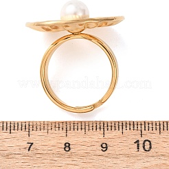 Anillos abiertos tipo brazalete con cuentas de concha de acero inoxidable 304 para mujer&nbsp;RJEW-E301-01A