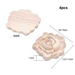 Bois de caoutchouc massif naturel sculpté onlay applique artisanat&nbsp;WOOD-GF0001-28