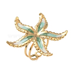 Offene Manschettenringe aus 304er Edelstahl mit Emaille für Damen&nbsp;RJEW-K320-03G-02