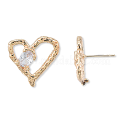 Aretes de corazón con circonitas cúbicas transparentes&nbsp;EJEW-N012-51LG-B
