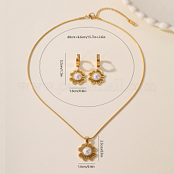 Sets aus Creolen und Halsketten mit Blumenanhängern aus Edelstahl für Damen&nbsp;LL4021