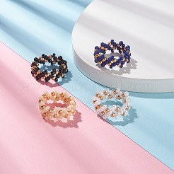 4 pz 4 colori perline di semi di vetro intrecciati anelli per le dita per le donne&nbsp;RJEW-JR00420