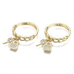 Anelli di barretta di zirconia cubici trasparenti micro pavé in ottone regolabili&nbsp;RJEW-S044-142-NF