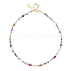 Gefärbte und erhitzte facettierte runde Halsketten aus natürlichem Achat und Süßwasserzuchtperlen für Damen&nbsp;NJEW-JN06240-02