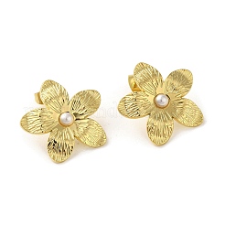 304 boucle d'oreille clous en acier inoxydable avec perles en plastique&nbsp;EJEW-Z045-07G