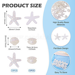 26 Stück 2 Stile UV-Beschichtung Ozean Thema transparente Harz Cabochons&nbsp;CRES-TA0001-54