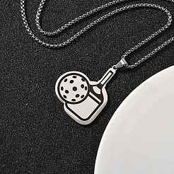 Collar con colgante de paleta de pickleball de acero inoxidable 201 para mujeres y hombres&nbsp;LS-NJEW-H050-02P