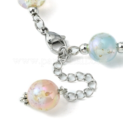 Résine avec bracelet en chaîne de perles rondes en feuille d'or&nbsp;BJEW-JB09474-01