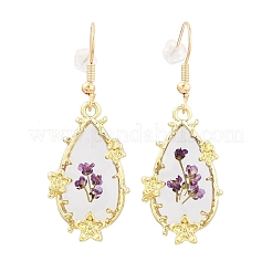 Ohrringe aus Legierung und getrockneten Blumen&nbsp;AL-Z001-04G