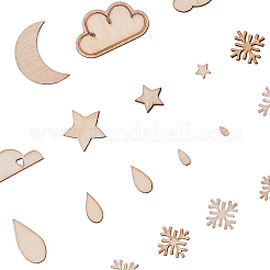 100 Stück Holz-Cabochons zum Thema Wetter&nbsp;WOOD-CJ0001-33
