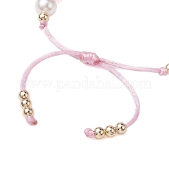 Braccialetti regolabili con perline intrecciate acriliche rotonde&nbsp;BJEW-JB10644-01