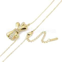 Collane con ciondolo a forma di fiocco con catena in acciaio inossidabile 304 e strass di cristallo per donna&nbsp;NJEW-C055-09G