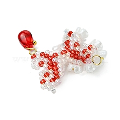 Farfalla con perline di vetro e pendenti a forma di fiore&nbsp;PALLOY-MZ00514-02