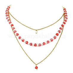 Unterlegscheibe 304 Edelstahl & Glasperlen-Halskette und Ohrring-Set für Damen&nbsp;SJEW-JS01384-02