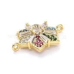 Messing bunter Zirkonia-Anschluss Schneeflocke Anschluss Charms&nbsp;KK-L229-079G-01