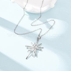 Collares con colgante de flor de acero inoxidable 304 y cadena de cable para hombres y mujeres&nbsp;NJEW-K308-05G-P