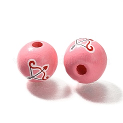 Perles en bois imprimées avec éléments de la Saint-Valentin&nbsp;WOOD-R002-01-28