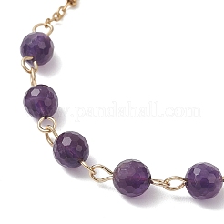 Gliederarmbänder aus natürlichen Amethystperlen&nbsp;BJEW-JB12778