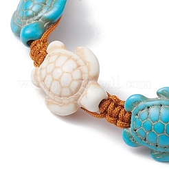 Armband aus synthetischen türkisfarbenen Meeresschildkröten mit geflochtenen Perlen&nbsp;BJEW-JB10036-01