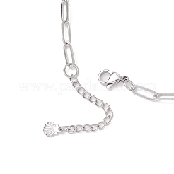 Collar con colgante de cadena de clip de latón con concha blanca natural y aleación para mujer&nbsp;NJEW-JN05406-03