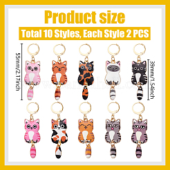 20 pieza de 10 colores de aleación de gato con colgante de esmalte&nbsp;HJEW-WH00158
