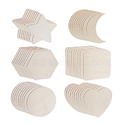 60 Stück 6 Stile unbehandelte Holzdekoration&nbsp;DIY-PH0029-44