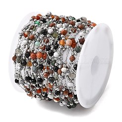 Perline di pietre preziose fatte a mano e catene a maglie rotonde in acciaio inossidabile 316&nbsp;CHS-L033-07P-01