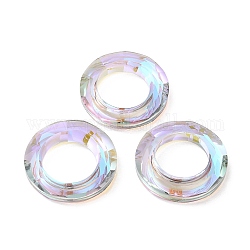 Galvanoplastie anneaux de liaison en verre, anneau cosmique en cristal, anneau de prisme, facette, anneau rond, perle rose, 30x6.5mm, diamètre intérieur: 17 mm