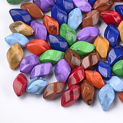 Abalorios de acrílico, estilo de imitación de piedras preciosas,  torcedura, color mezclado, 19.5x10x10mm, agujero: 1.6 mm, aproximamente 375 unidades / 500 g