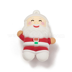 Pendenti grandi in stile natalizio in plastica pvc, Babbo Natale, 53x36x24mm, Foro: 2.8 mm