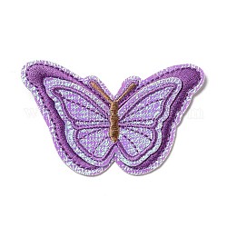 Tissu de broderie informatisé fer/coudre sur les patchs, accessoires de costumes, papillon, support violet, 48x79.5x2mm