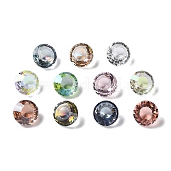 Прозрачные стеклянные кабошоны со стразами, граненые, назад назад, алмаз, разноцветные, 10x7 мм