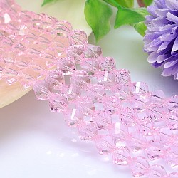 Faceted Polyhedron Imitation Austrian Crystal Bead Strands, Grade AAA, Pearl Pink, 8mm, Hole: 0.9~1mm, about 50pcs/strand, 15.7 inch