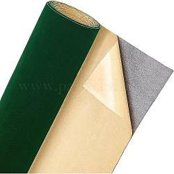 Tissu de flocage velours auto-adhésif benecreat, pour tiroir à bijoux artisanat tissu peel stick, vert foncé, 25x0.08 cm