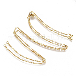 Messing Halsketten machen, Schieberketten, mit klarem Zirkonia und Rolokette, echtes 18k vergoldet, 27.55 Zoll (70 cm) x 1.5 mm, Bohrung: 2 mm