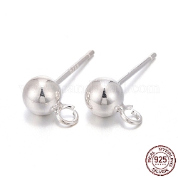 925 Sterling Silver Stud Earring Findings, with 925 Stamp, Silver, 16mm, Hole: 2mm, Pin: 0.7mm