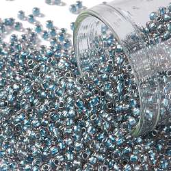 TOHO Round Seed Beads, Japanese Seed Beads, (288) Inside Color Crystal/Metallic Blue Lined, 11/0, 2.2mm, Hole: 0.8mm, about 50000pcs/pound