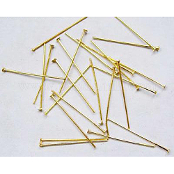 Iron Flat Head Pins, Cadmium Free & Nickel Free, Nickel Free, Golden Color, Size: about 0.75~0.8mm thick, 28mm long, about 840pcs/100g