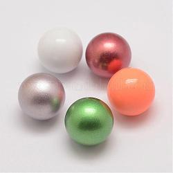 Perles de boule ajustement pendentif de cage en laiton, sans trou, couleur mixte, 16mm