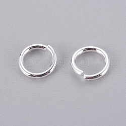 304 anelli di salto in acciaio inox, anelli di salto aperti, colore argento placcato, 8x1.2mm, diametro interno: 5.7mm, circa 26pcs/5g