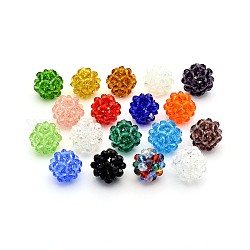 Прозрачные стеклянные кристаллы круглые плетеные бусины, кассетные шарики, разноцветные, 14 мм, бусины : 4 мм