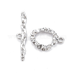 Brass Micro Pave Clear Cubic Zirconia Toggle Clasps, Nickel Free, Ring, Real Platinum Plated, Ring: 18.5x14.5x2mm, Hole: 1.8mm, Bar: 30x6x2mm, hole: 2mm