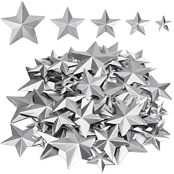 Gorgecraft 100 pz 5 stili decorazioni per display in ferro, ornamento a stella in metallo, platino, 25~68x27~68x0.1~4mm, 20pcs / style