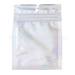 Bolsas láser de plástico con cierre de cremallera rectangular, bolsas resellables, Claro, 10x7 cm, agujero: 6 mm, espesor unilateral: 2.3 mil (0.06 mm)