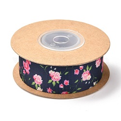 Polyesterband, Blumenmuster, zum Verpacken von Geschenken für Partydekorationen, marineblau, 1 Zoll (25 mm), ca. 5.4 m (5 m) / Rolle
