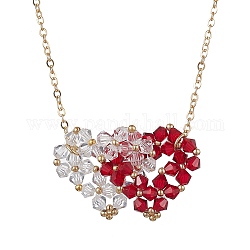 Ожерелья с двойным переплетением стеклянных подвесок в форме сердца, с золотыми латунными цепочками, красные, 15.94 дюйм (40.5 см)
