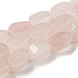 Granos naturales de abalorios de cuarzo rosa, Plano Oval, 6~6.5x4~4.5x2.5mm, agujero: 0.6 mm, aproximamente 64 pcs / cadena, 15.94'' (40.5 cm)