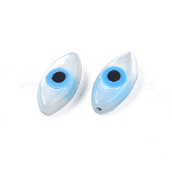 Perlas de concha de nácar de concha blanca natural, con turquesa sintética, caballo mal de ojo con mal de ojo, cielo azul profundo, 8x4x2.5mm, agujero: 0.7 mm